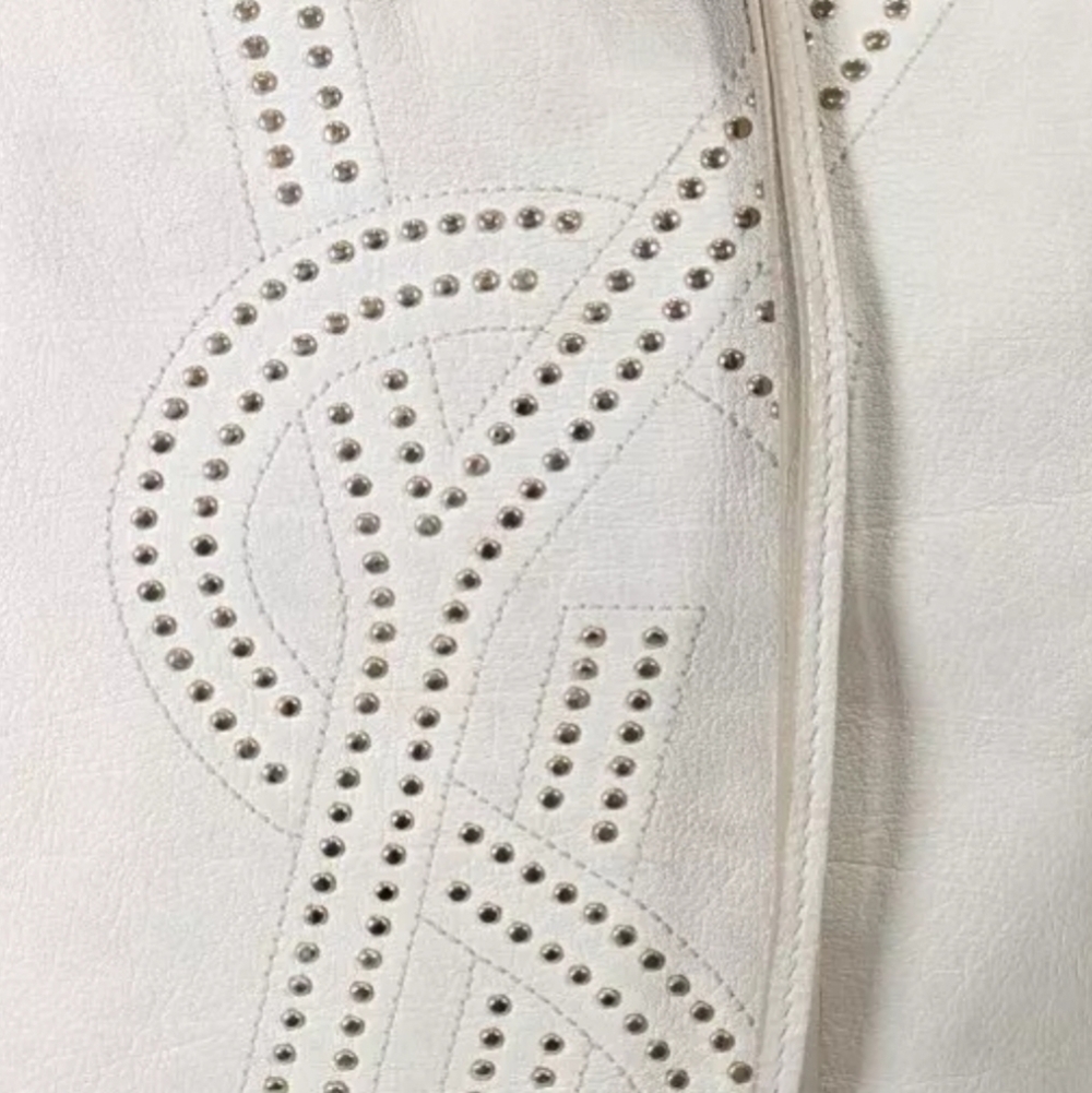 YSL 🔥 Rare 🔥 Leather Kahala Studded Cream Tote Bag, Large! - Picture 2 of 12